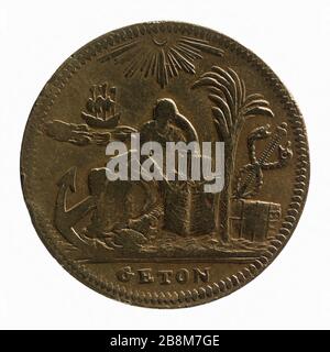 Zeichen für das Motto "Freiheit und Gleichheit", Anonyme von 17992. Jeton à la devis 'liberté et égalité', 1792a. Laiton. Paris, musée Carnavalet. Stockfoto