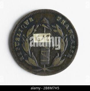 Zeichen für das Motto "Freiheit und Gleichheit", Anonyme von 17992. Jeton à la devis 'liberté et égalité', vers. Laiton. Paris, musée Carnavalet. Stockfoto