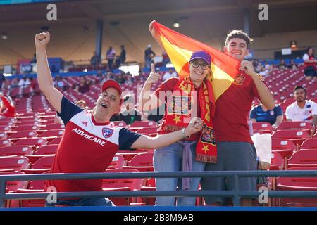 FRISCO. USA. 11. MÄRZ: Fans Spaniens beim SheBelieves Cup Women's International Freundschaftsspiel zwischen Engländerinnen und Spaniern im Toyota Stadium in Frisco, Texas, USA im Jahr 2020. ***keine kommerzielle Nutzung*** (Foto von Daniela Porcelli/SPP) Stockfoto