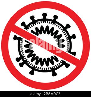 Coronavirus Krankheit COVID-19 Partikel hinter Stoppschild Stock Vektor