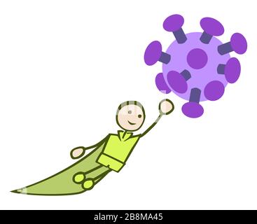 Concept Health Green Superhelden kämpft gegen einen Virus by jziprian Stock Vektor