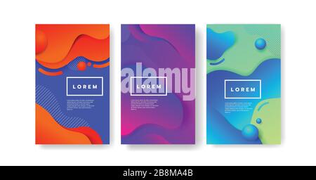 Hintergrundbilder für flüssige Farben festgelegt. Flüssige Formen mit hüfthohen Farben. Gültig für Geschenkgutschein, Einband, Poster. EPS10-Vektorvorlage Stock Vektor