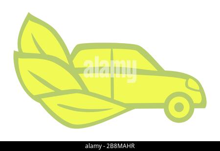 Concept eco-friendly car leaves light Green white background by jziprian Stock Vektor