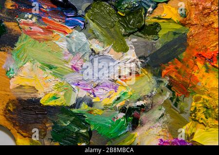 Abstrakter Ölgemälde Hintergrund. Öl auf Leinwand Textur. Handgezogenes Ölgemälde Stockfoto