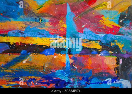 Abstrakter Ölgemälde Hintergrund. Öl auf Leinwand Textur. Handgezogenes Ölgemälde Stockfoto