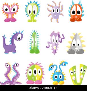 Eine Sammlung lustiger Cartoon imaginärer Monster illustriert Vektoren Stock Vektor