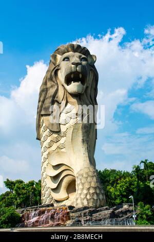 Singapur - 5. Januar 2019: Der Löwe von Sentosa Stockfoto