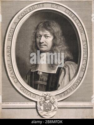 Guido Chamillard Stammanforderungen. 1664. Robert Nanteuil (1623-1678). "Guido Chamillard, maître des requêtes. 1664.", 1664. Tiefdruck. Paris, musée Carnavalet. Stockfoto