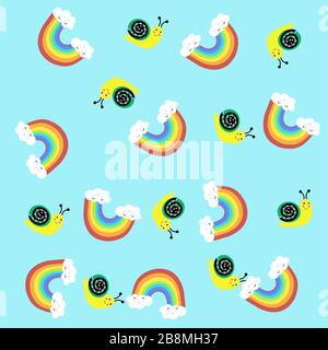 Bunte Regenbogencartoon Illustration im Kinderzimmer Stock Vektor