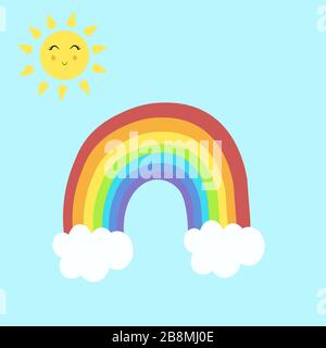 Bunte Regenbogencartoon Illustration im Kinderzimmer Stock Vektor