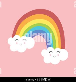 Bunte Regenbogencartoon Illustration im Kinderzimmer Stock Vektor