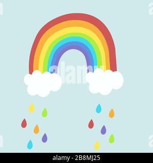 Bunte Regenbogencartoon Illustration im Kinderzimmer Stock Vektor