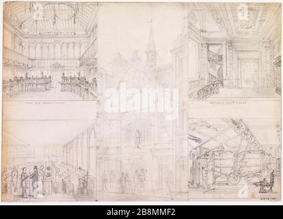 Le Figaro, Gebäude 26 rue Drouot, 9. Bezirk Michel Charles Fichot (1817-1903). Le Figaro, immeuble 26 rue Drouot, 9ème-Bezirk. Mine de plomb sur Papier bis, 1874-1903. Paris, musée Carnavalet. Stockfoto