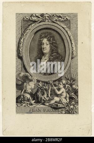 Jean Racine nach Santerre (Dutuit 30) Pierre Savart (1737-1760). Jean Racine d'après Santerre (Dutuit 30). Eau-forte et burin, 17772. Musée des Beaux-Arts de la Ville de Paris, Petit Palais. Stockfoto