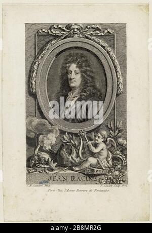 Jean Racine nach Santerre (Dutuit 30) Pierre Savart (1737-1760). Jean Racine d'après Santerre (Dutuit 30). Eau-forte et burin, 17772. Musée des Beaux-Arts de la Ville de Paris, Petit Palais. Stockfoto