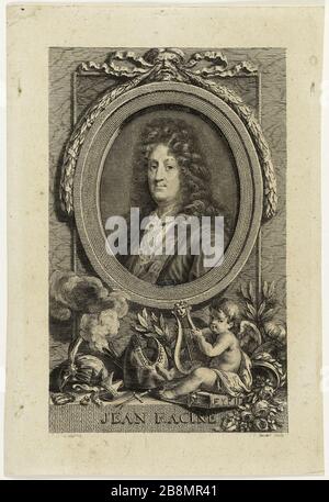 Jean Racine nach Santerre (Dutuit 30) Pierre Savart (1737-1760). Jean Racine d'après Santerre (Dutuit 30). Eau-forte et burin. Musée des Beaux-Arts de la Ville de Paris, Petit Palais. Stockfoto