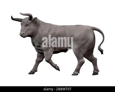 bull isoliert auf weißem Hintergrund. Ergebnis des Renderings des 3D-Modells Stockfoto