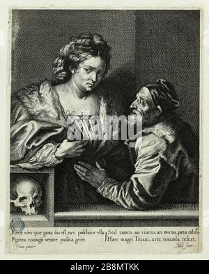 Titian und seine Herrin (Copy) (MH 18B, Dutuit, S. 156) Antoine Van Dyck (1599-1641). Le Titien et sa maîtresse (Copie) (MH 18B, Dutuit, S. 156). Eau-forte Pure sur Papier, 1741. Stockfoto