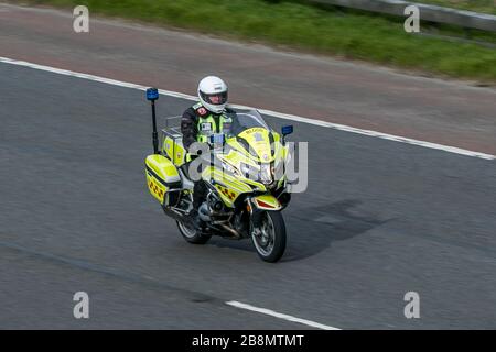 Fahren Sie auf der Autobahn M6 in der Nähe von Preston in Lancashire, Großbritannien Stockfoto