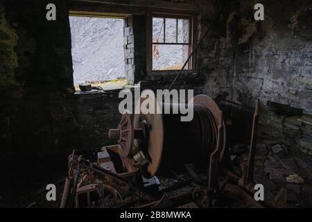 Dinorwic Slate Quarry, zwischen den Dörfern Dinorwig und Llanberis, Snowdonia, Nordwales, Großbritannien. Stockfoto