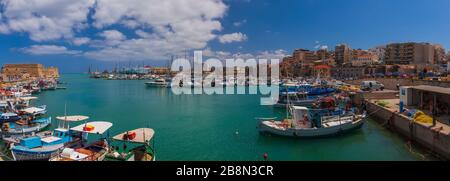 Heraklion Hafenpanorama.Crete. Stockfoto