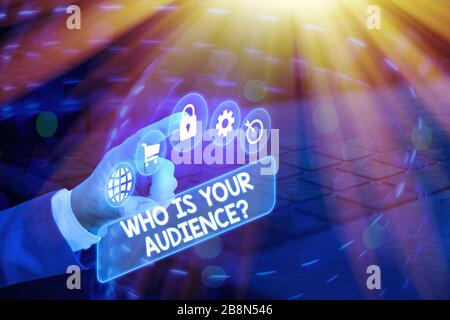 Konzeptionelle Handschrift zeigt, wer ist Ihr Publikum. Begriff Sinne wer beobachtet oder Abhören Stockfoto