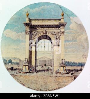 PROJEKT DES ARC-TRIUMPHES ZU EHREN VON LUDWIG XVI. "Projet d'Arc de Triomphe en l'honneu de Louis XVI.", 1815. Paris, musée Carnavalet. Stockfoto