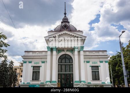 Sala cu Orga - Gebäude der Organhalle am Stefan cel Stute si Sfant Boulevard in Chisinau, der Hauptstadt der Republik Moldawien Stockfoto