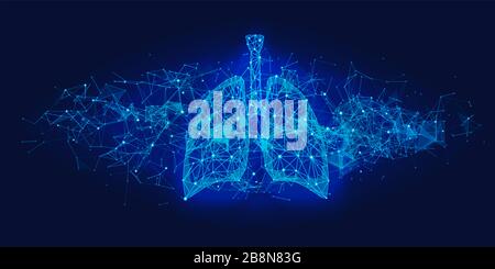 Futuristisches medizinisches Konzept mit blauer menschlicher Lunge Stockfoto