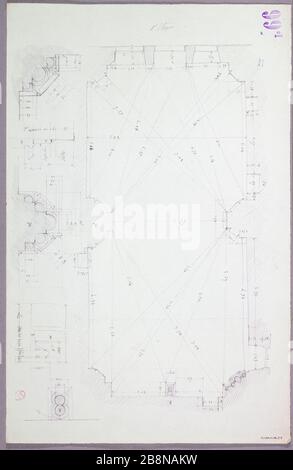 Tour Bichat, Details und Karte der 1. Etage. Anonyme. Tour Bichat (ou Tour de la commanderie, commanderie Saint-Jean-de-Latran des hospitaliers de Saint-Jean-de-Jérusalem), détails et Plan du 1er étage. Krebse. Paris, musée Carnavalet. Stockfoto