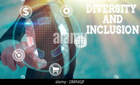 Hinweis zur Vielfalt und Integration. Das Geschäftskonzept für eine breite menschliche Differenz umfasst das Geschlecht der Rasse Stockfoto