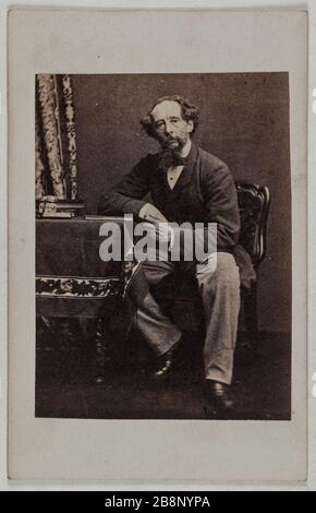 Porträt von Charles Dickens, (1812-1870), (englischer Schriftsteller) Portrait de Charles Dickens (1812-1870), littérateur anglais. Photographie anonyme. Carte de visite (recto). Tirage sur Papier Albuminé. 1870-1890. Paris, musée Carnavalet. Stockfoto