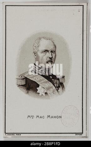 Porträt von Patrice MacMahon, (1808-1893), (Marschall von Frankreich, Präsident der Republik von 1873 bis 1879) Porträt de Patrice de Mac-Mahon (1808-1893), Maréchal de France, Président de la République (1873-1879). Carte de visite (recto). Photographie anonyme. Abdruckversatz sur Papier. 1860-1890. Paris, musée Carnavalet. Stockfoto