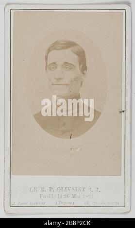 Portrait du père Pierre Olivaint (1816-1871) religiösen jesuitischen Fusillé 26. Mai 1871 par des Communards. Anonyme. Portrait du père Pierre Olivaint (1816-1871), religieux jésuite fusillé le 26 Mai 1871 par des Communards. Carte de visite (recto). Tirage sur Papier Albuminé. 1860-1890. Paris, musée Carnavalet. Stockfoto