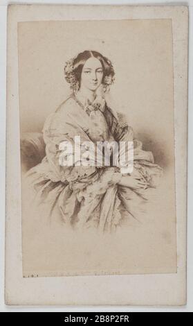 Porträt der Herzogin von Orleans (1814-1858), geborene Herzogin Helene von Mecklenburg-Schwerin. Anonyme. Portrait de la duchesse d'Orléans (1814-1858), née Hélène de Mecklembourg-Schwerin. Carte de visite (recto). Tirage sur Papier Albuminé. 1860-1890. Paris, musée Carnavalet. Stockfoto