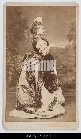 Porträt von Louise Vaissière (1844-1874), genannt Lise Tautin, Schauspielerin und Sängerin. Portrait de Louise Vaissière (1844-1874), dite Lise Tautin, actrice et chanteuse. Carte de visite (recto). Photographie anonyme. Tirage sur Papier Albuminé, 1855-1874. Paris, musée Carnavalet. Stockfoto