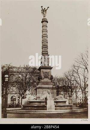 Der Palmenbrunnen, Blick vom Place du Châtelet, dem 1. Und 4. Pariser Gebiet. La fontaine du Palmier, vue prise depuis la Place du Châtelet. Paris (Ier et IVème arr.). Photographie d'Edouard-Denis Baldus. Tirage sur Papier Albuminé. 1850-1889. Paris, musée Carnavalet. Stockfoto