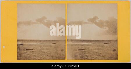 Blick von der Anlegerfahrt, Insel Wight 'Vue depuis la jetée de Ride, île de Wight'. Photographie anonyme. Tirage sur Papier albuminé, vers 1860. Paris, Maison de Victor Hugo. Stockfoto