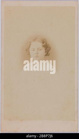 Porträt des Kindes 'Portrait d'enfant'. Photographie de Thiboust (E.L) Jeune & Cie. Tirage sur Papier Albuminé. Paris, Maison de Victor Hugo. Stockfoto