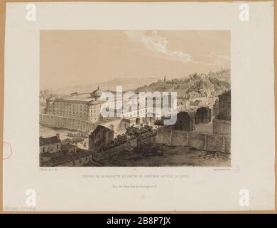 20./ Gefängnis Roquette und Teil des Friedhofs von Pere La Chaise. Stockfoto