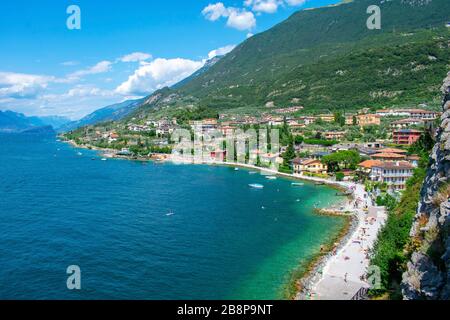 Italien, Malcesine - 14. juli 2019 - der Blick auf den Strand von Malcesine Stockfoto