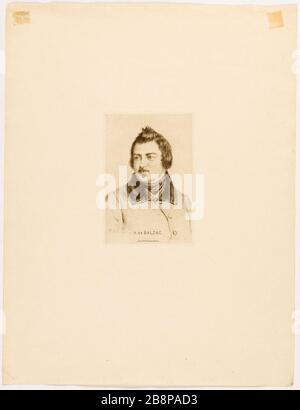 H. de Balzac Lessore, Henri-Emile (1830-1895). "H. de Balzac". Balzac, Honoré de (99-1850). pointe-sèche. 19 ème siècle. Paris, Maison de Balzac. Stockfoto