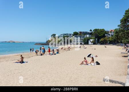 Mission Bay Beach, Mission Bay, Auckland, Neuseeland Stockfoto