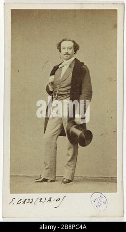 Länge Porträt Montaubry, Tenorsänger im Business-Anzug, ein Hut aus Handarbeit. Portrait en pied de Montaubry, chanteur ténor, en tracht de ville, un chapeau haut de forme à la main. Carte de visite (recto). Tirage sur Papier Albuminé. 1860-1870. Photographie de Pierre Petit & Trinquart. Paris, musée Carnavalet. Stockfoto