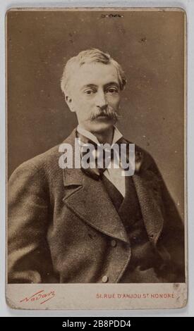 Porträt von Edouard Lockroy, (Edward Simon sagt), (1838-1913), (Journalist, Politiker) Portrait d'Edouard Lockroy (dit Edouard Simon) (1838-1913), journaliste, homme politique. 1860-1890. Carte de visite (recto). Tirage sur Papier Albuminé. Photographie de l'Atelier Nadar. Paris, musée Carnavalet. Stockfoto