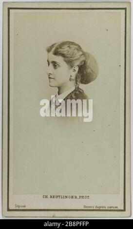Vertical Patti Adelina (Adela Juana Maria, genannt) (1843-1919) (Opernsängerin) Portrait d'Adelina Patti (1843-1919), Chanteuse lyrique. Carte de visite (recto). Photographie de Charles Reutlinger (1816-1880). Tirage sur Papier Albuminé, 1860-1890. Paris, musée Carnavalet. Stockfoto