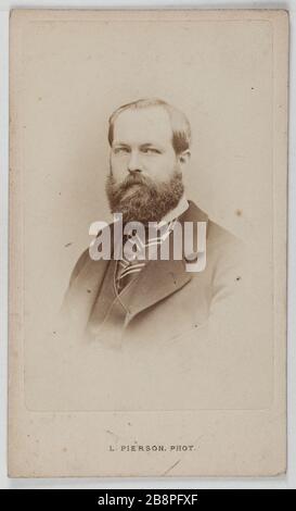 Porträt von Louis-Philippe d'Orleans (1838-1894), Graf von Paris, ältester Sohn des Herzog von Orleans und Prätendent auf dem Thron von Frankreich im Jahr 1883. Pierre-Louis Pierson (1822-1913). Portrait de Louis-Philippe d'Orléans (1838-1894), Comte de Paris, fils aîné du duc d'Orléans et prétendant au trône de France en 1883. Carte de visite (recto). Tirage sur Papier Albuminé. 1860-1890. Paris, musée Carnavalet. Stockfoto