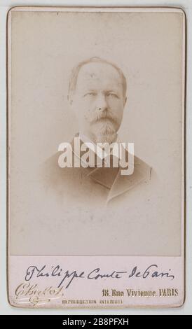 Porträt von Louis-Philippe d'Orleans (1838-1894), Graf von Paris, ältester Sohn des Herzog von Orleans und Prätendent auf dem Thron von Frankreich im Jahr 1883. Isidore Alphonse Chalot. Portrait de Louis-Philippe d'Orléans (1838-1894), Comte de Paris, fils aîné du duc d'Orléans et prétendant au trône de France en 1883. Carte de visite (recto). Tirage sur Papier Albuminé. 1860-1890. Paris, musée Carnavalet. Stockfoto