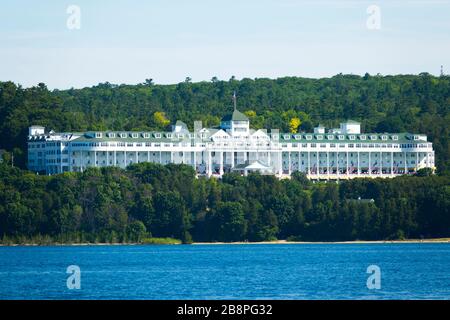 Das Grand Hotel auf Mackinac Insel im Lake Huron, Michigan, USA. Stockfoto