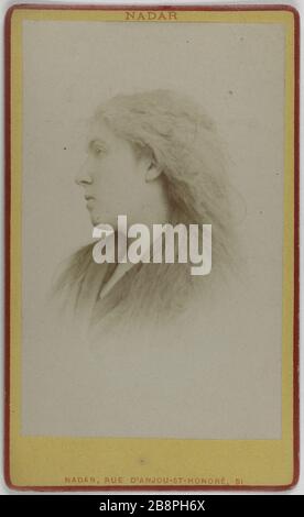 Porträt von Helena Small Rose Augustine (Ehemann Marais), (1852-1879), (Schauspielerin) Porträt de Hélène Rose Augustine Petit, époux Mr Marais (1852-1879), actrice. Carte de visite (recto). Photographie de l'Atelier Nadar. Tirage sur Papier Albuminé, 1860-1890. Paris, musée Carnavalet. Stockfoto